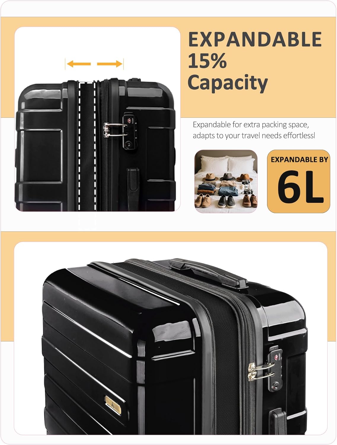 Carry on Luggage 22x14x9 Airline Approved-20 Inch Hardside Suitcase with Wheels TSA Lock, PC+ABS Lightweight Carry on Suitcases for Women and Men