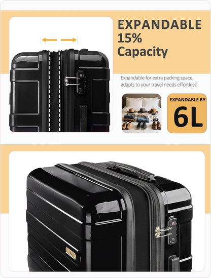 Carry on Luggage 22x14x9 Airline Approved-20 Inch Hardside Suitcase with Wheels TSA Lock, PC+ABS Lightweight Carry on Suitcases for Women and Men