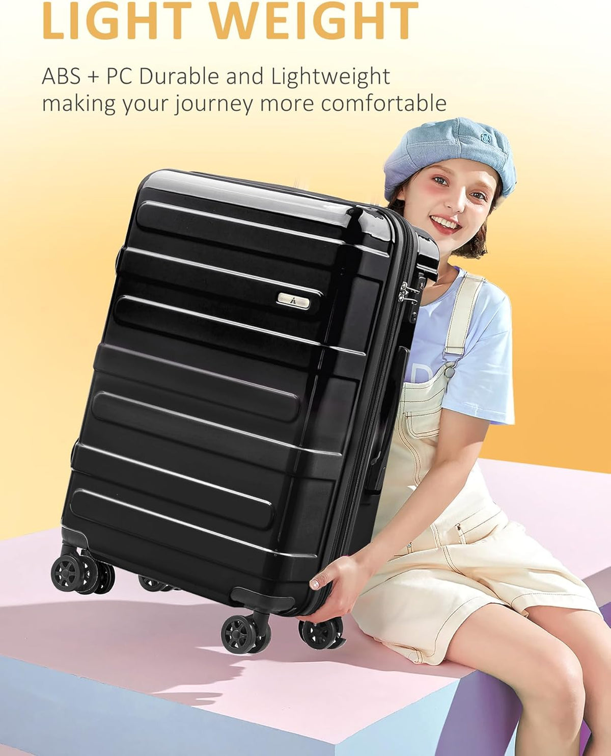 Carry on Luggage 22x14x9 Airline Approved-20 Inch Hardside Suitcase with Wheels TSA Lock, PC+ABS Lightweight Carry on Suitcases for Women and Men
