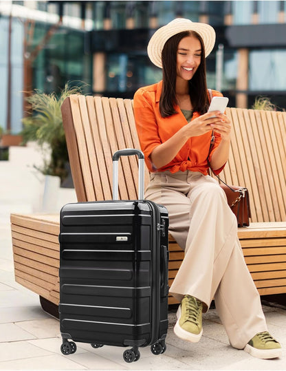 Carry on Luggage 22x14x9 Airline Approved-20 Inch Hardside Suitcase with Wheels TSA Lock, PC+ABS Lightweight Carry on Suitcases for Women and Men