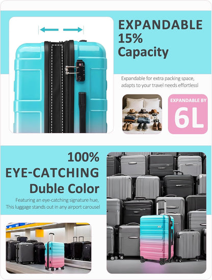 Carry on Luggage 22x14x9 Airline Approved-20 Inch Hardside Suitcase with Wheels TSA Lock, PC+ABS Lightweight Carry on Suitcases for Women and Men