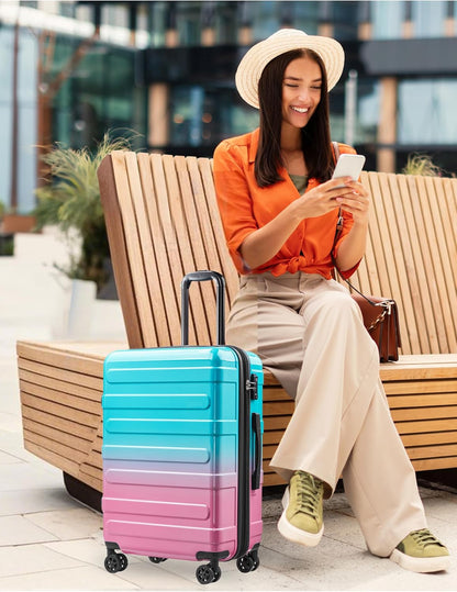 Carry on Luggage 22x14x9 Airline Approved-20 Inch Hardside Suitcase with Wheels TSA Lock, PC+ABS Lightweight Carry on Suitcases for Women and Men