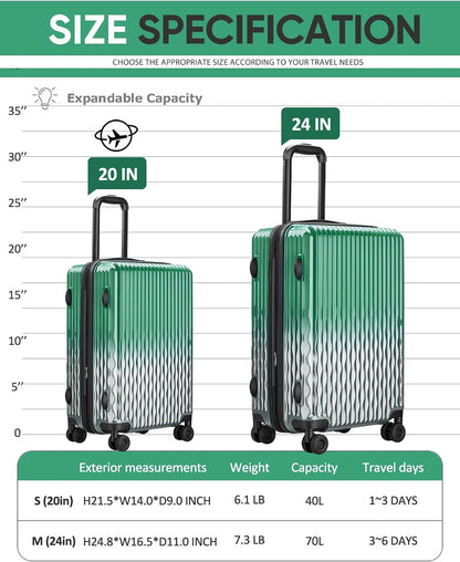 Carry on Luggage 22x14x9 Airline Approved-20 Inch Hardside Suitcase with Wheels TSA Lock, PC+ABS Lightweight Carry on Suitcases for Women and Men