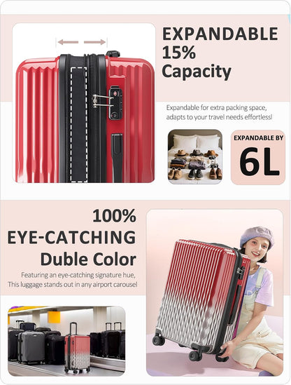 Carry on Luggage 22x14x9 Airline Approved-20 Inch Hardside Suitcase with Wheels TSA Lock, PC+ABS Lightweight Carry on Suitcases for Women and Men