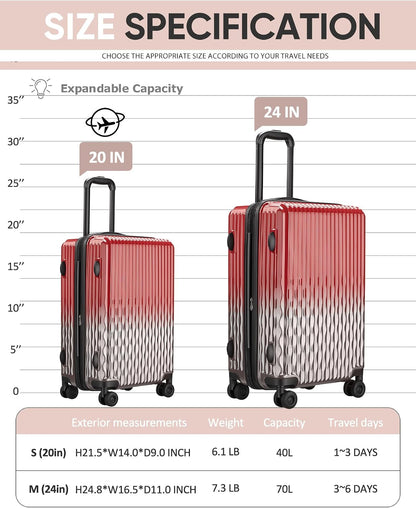 Carry on Luggage 22x14x9 Airline Approved-20 Inch Hardside Suitcase with Wheels TSA Lock, PC+ABS Lightweight Carry on Suitcases for Women and Men