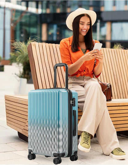 Carry on Luggage 22x14x9 Airline Approved-20 Inch Hardside Suitcase with Wheels TSA Lock, PC+ABS Lightweight Carry on Suitcases for Women and Men