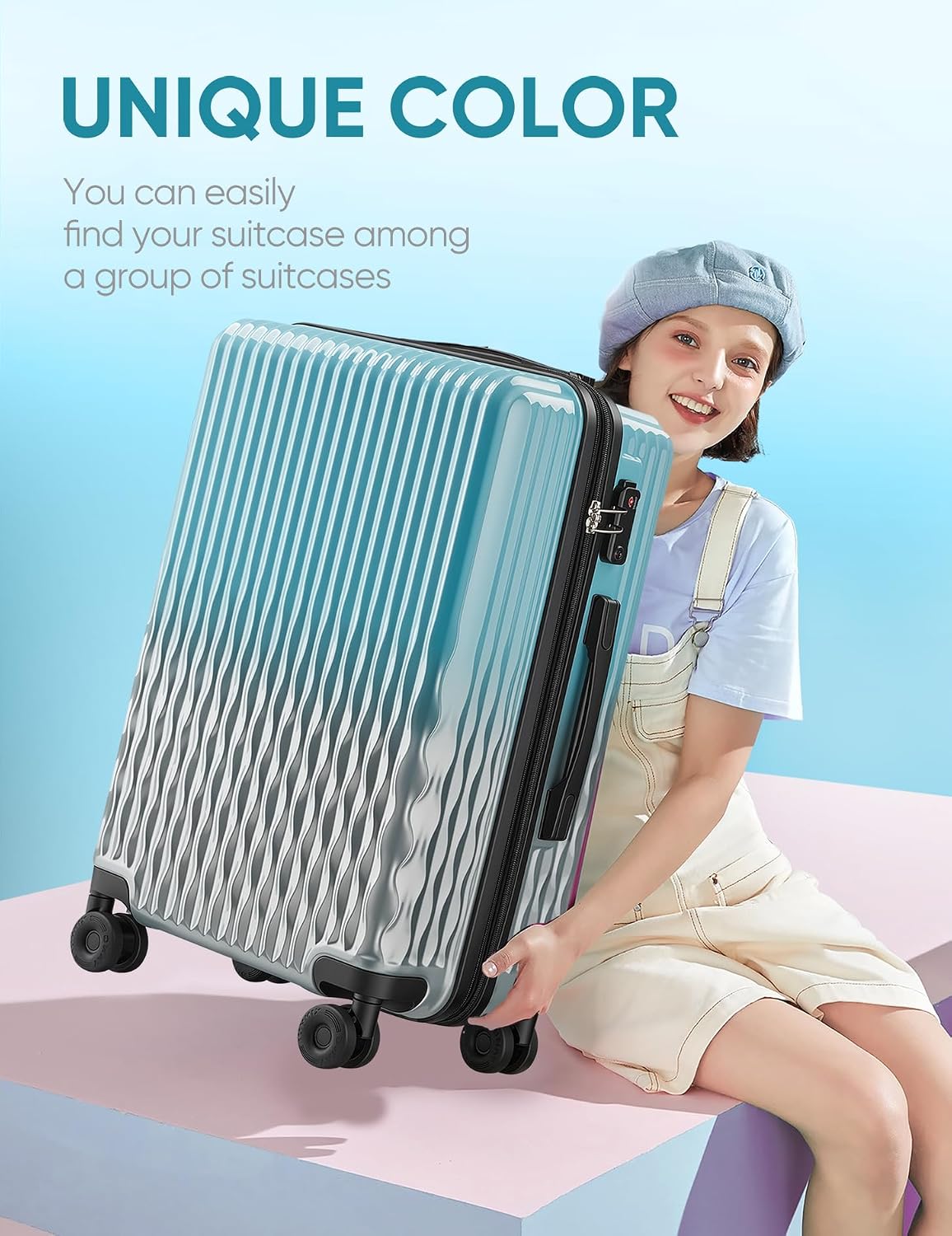 Carry on Luggage 22x14x9 Airline Approved-20 Inch Hardside Suitcase with Wheels TSA Lock, PC+ABS Lightweight Carry on Suitcases for Women and Men