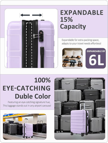 Carry on Luggage 22x14x9 Airline Approved-20 Inch Hardside Suitcase with Wheels TSA Lock, PC+ABS Lightweight Carry on Suitcases for Women and Men