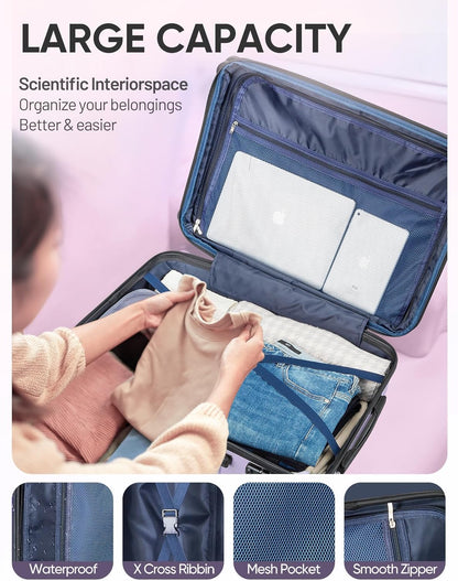 Carry on Luggage 22x14x9 Airline Approved-20 Inch Hardside Suitcase with Wheels TSA Lock, PC+ABS Lightweight Carry on Suitcases for Women and Men