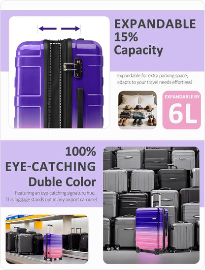 Carry on Luggage 22x14x9 Airline Approved-20 Inch Hardside Suitcase with Wheels TSA Lock, PC+ABS Lightweight Carry on Suitcases for Women and Men