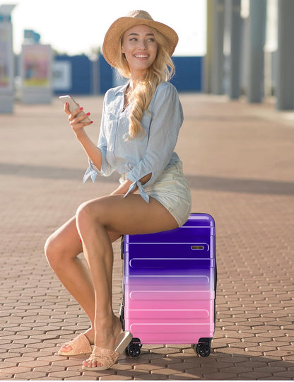 Carry on Luggage 22x14x9 Airline Approved-20 Inch Hardside Suitcase with Wheels TSA Lock, PC+ABS Lightweight Carry on Suitcases for Women and Men