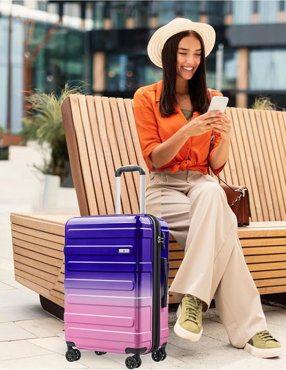 Carry on Luggage 22x14x9 Airline Approved-20 Inch Hardside Suitcase with Wheels TSA Lock, PC+ABS Lightweight Carry on Suitcases for Women and Men