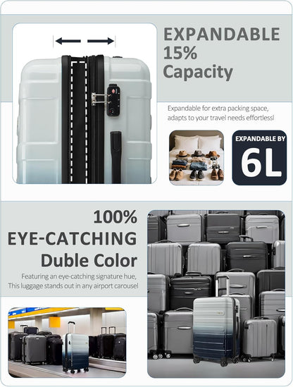 Carry on Luggage 22x14x9 Airline Approved-20 Inch Hardside Suitcase with Wheels TSA Lock, PC+ABS Lightweight Carry on Suitcases for Women and Men