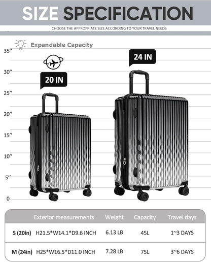 Carry on Luggage 22x14x9 Airline Approved-20 Inch Hardside Suitcase with Wheels TSA Lock, PC+ABS Lightweight Carry on Suitcases for Women and Men