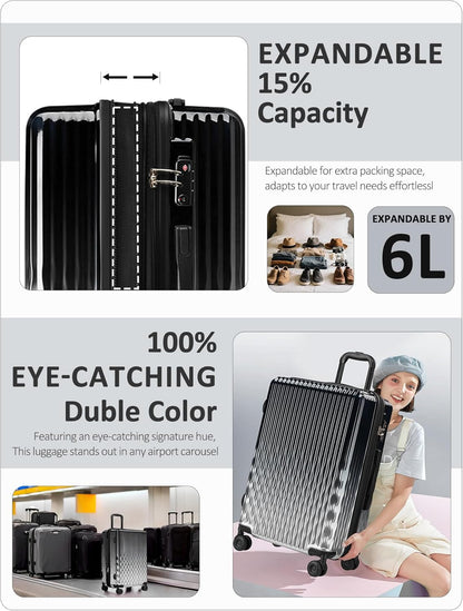 Carry on Luggage 22x14x9 Airline Approved-20 Inch Hardside Suitcase with Wheels TSA Lock, PC+ABS Lightweight Carry on Suitcases for Women and Men