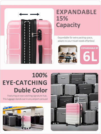 Carry on Luggage 22x14x9 Airline Approved-20 Inch Hardside Suitcase with Wheels TSA Lock, PC+ABS Lightweight Carry on Suitcases for Women and Men