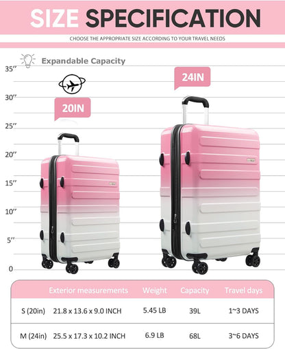 Carry on Luggage 22x14x9 Airline Approved-20 Inch Hardside Suitcase with Wheels TSA Lock, PC+ABS Lightweight Carry on Suitcases for Women and Men