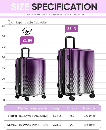 Carry on Luggage 22x14x9 Airline Approved-20 Inch Hardside Suitcase with Wheels TSA Lock, PC+ABS Lightweight Carry on Suitcases for Women and Men