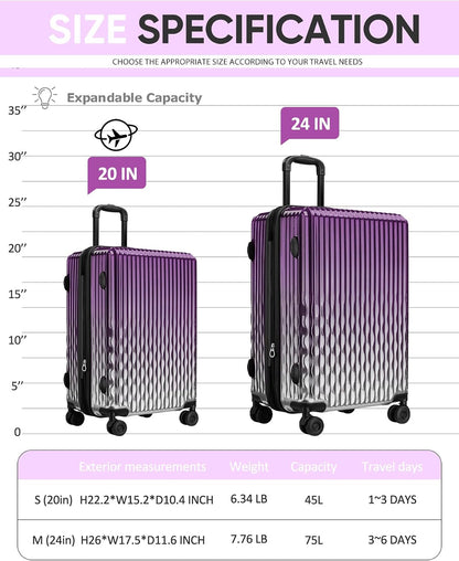 Carry on Luggage 22x14x9 Airline Approved-20 Inch Hardside Suitcase with Wheels TSA Lock, PC+ABS Lightweight Carry on Suitcases for Women and Men