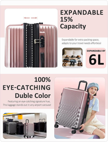 Carry on Luggage 22x14x9 Airline Approved-20 Inch Hardside Suitcase with Wheels TSA Lock, PC+ABS Lightweight Carry on Suitcases for Women and Men