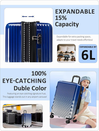 Carry on Luggage 22x14x9 Airline Approved-20 Inch Hardside Suitcase with Wheels TSA Lock, PC+ABS Lightweight Carry on Suitcases for Women and Men