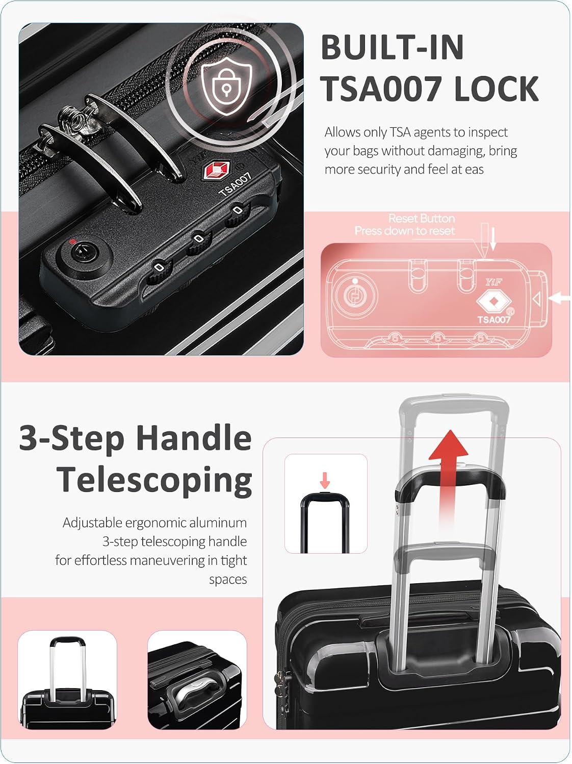 Carry on Luggage 22x14x9 Airline Approved-20 Inch Hardside Suitcase with Wheels TSA Lock, PC+ABS Lightweight Carry on Suitcases for Women and Men