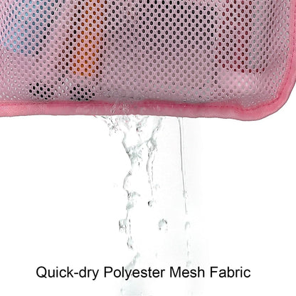 Mesh Shower Caddy Hanging Organizer with 7 Pockets and Hooks, Portable Quick Dry Bathroom Storage for College Dorm, Cruise, RV, Gym, Travel Toiletry Bag, White, 1 Pack