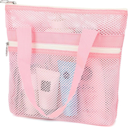 Mesh Shower Caddy Hanging Organizer with 7 Pockets and Hooks, Portable Quick Dry Bathroom Storage for College Dorm, Cruise, RV, Gym, Travel Toiletry Bag, White, 1 Pack