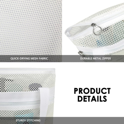 Mesh Shower Caddy Hanging Organizer with 7 Pockets and Hooks, Portable Quick Dry Bathroom Storage for College Dorm, Cruise, RV, Gym, Travel Toiletry Bag, White, 1 Pack