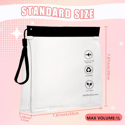 Reusable Quart Size TSA-Approved Toiletry Bag with Gusseted Bottom, Clear Makeup Cosmetic Bag Organizer, 4-Pack of 16 mil Quart Size Travel Bag for Toiletries, Carry-on Travel Accessories Essentials