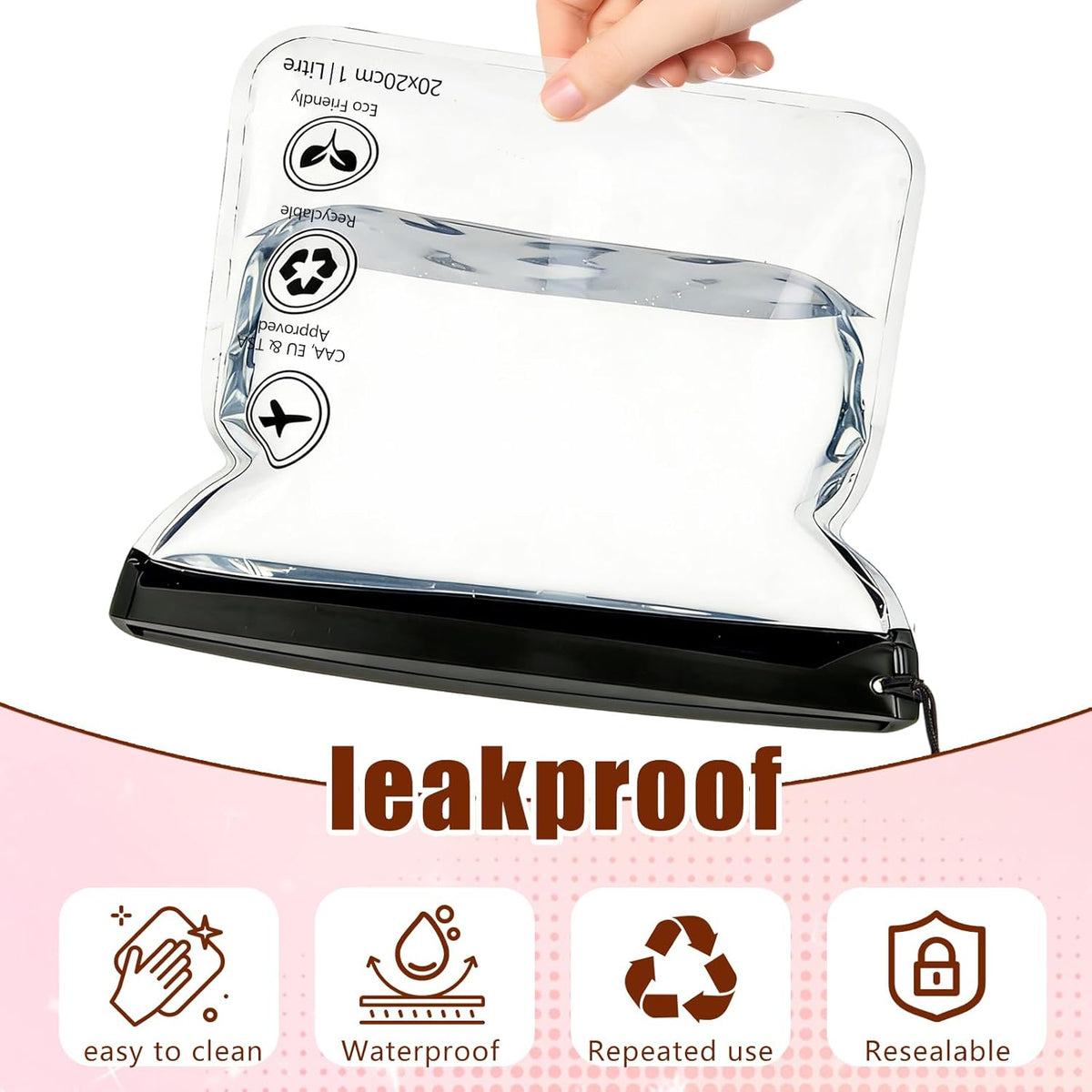 Reusable Quart Size TSA-Approved Toiletry Bag with Gusseted Bottom, Clear Makeup Cosmetic Bag Organizer, 4-Pack of 16 mil Quart Size Travel Bag for Toiletries, Carry-on Travel Accessories Essentials