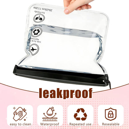 Reusable Quart Size TSA-Approved Toiletry Bag with Gusseted Bottom, Clear Makeup Cosmetic Bag Organizer, 4-Pack of 16 mil Quart Size Travel Bag for Toiletries, Carry-on Travel Accessories Essentials