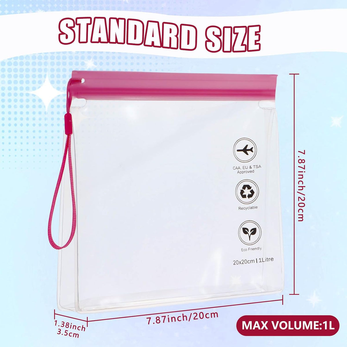 Reusable Quart Size TSA-Approved Toiletry Bag with Gusseted Bottom, Clear Makeup Cosmetic Bag Organizer, 4-Pack of 16 mil Quart Size Travel Bag for Toiletries, Carry-on Travel Accessories Essentials
