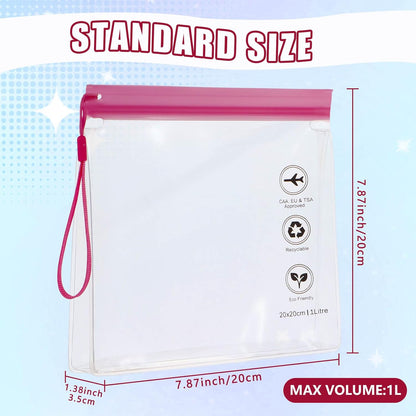 Reusable Quart Size TSA-Approved Toiletry Bag with Gusseted Bottom, Clear Makeup Cosmetic Bag Organizer, 4-Pack of 16 mil Quart Size Travel Bag for Toiletries, Carry-on Travel Accessories Essentials