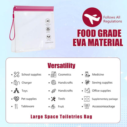 Reusable Quart Size TSA-Approved Toiletry Bag with Gusseted Bottom, Clear Makeup Cosmetic Bag Organizer, 4-Pack of 16 mil Quart Size Travel Bag for Toiletries, Carry-on Travel Accessories Essentials