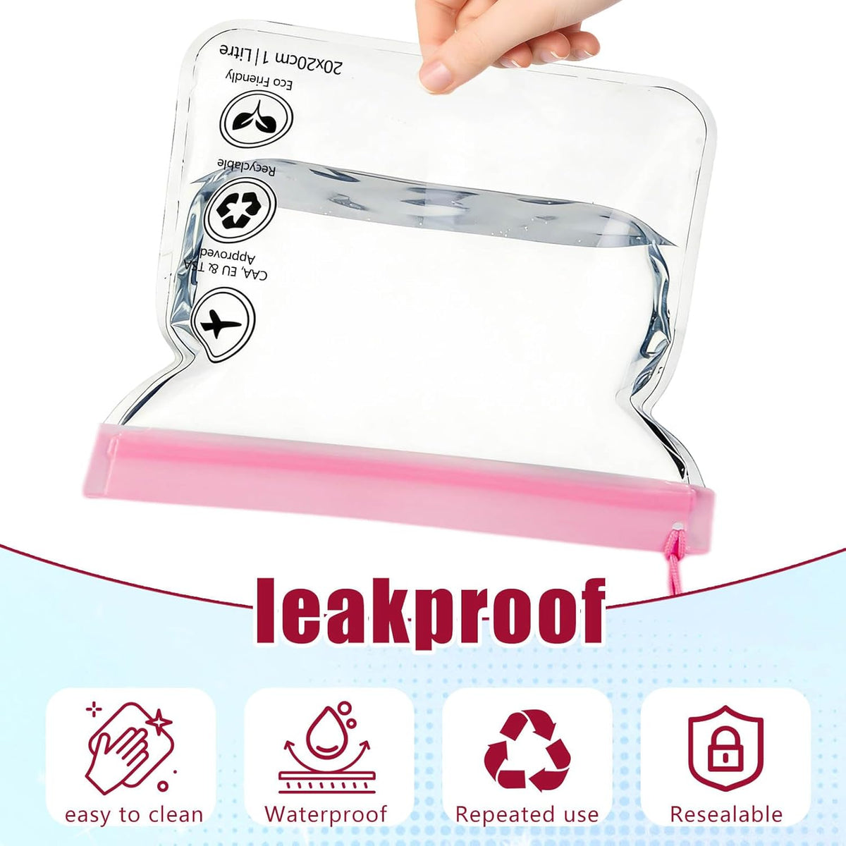 Reusable Quart Size TSA-Approved Toiletry Bag with Gusseted Bottom, Clear Makeup Cosmetic Bag Organizer, 4-Pack of 16 mil Quart Size Travel Bag for Toiletries, Carry-on Travel Accessories Essentials