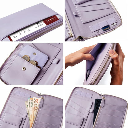 Travel Document Organizer - RFID Passport Wallet Case Family Holder Id Wristlet