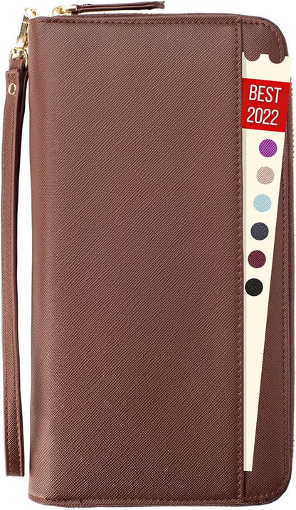 Travel Document Organizer - RFID Passport Wallet Case Family Holder Id Wristlet