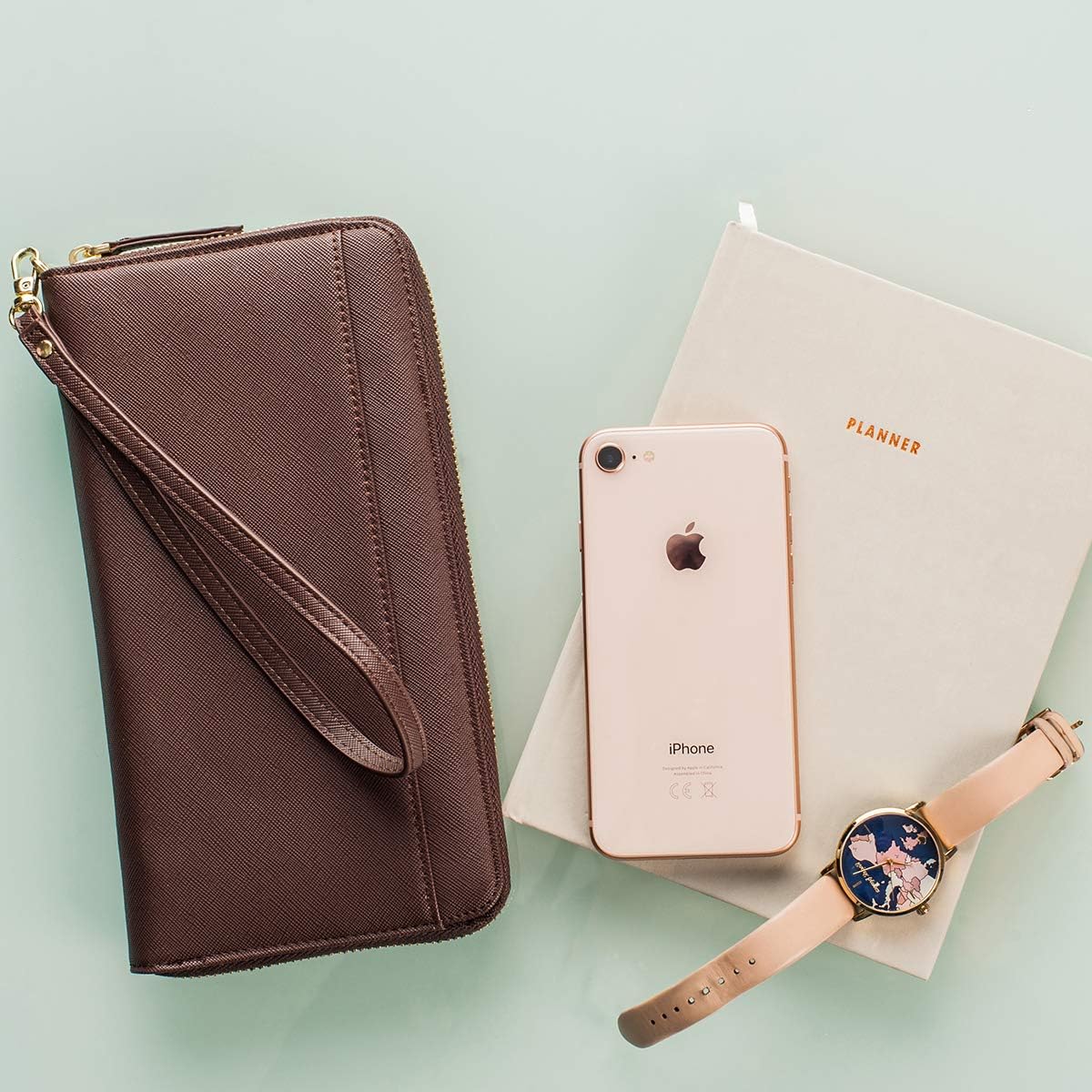 Travel Document Organizer - RFID Passport Wallet Case Family Holder Id Wristlet