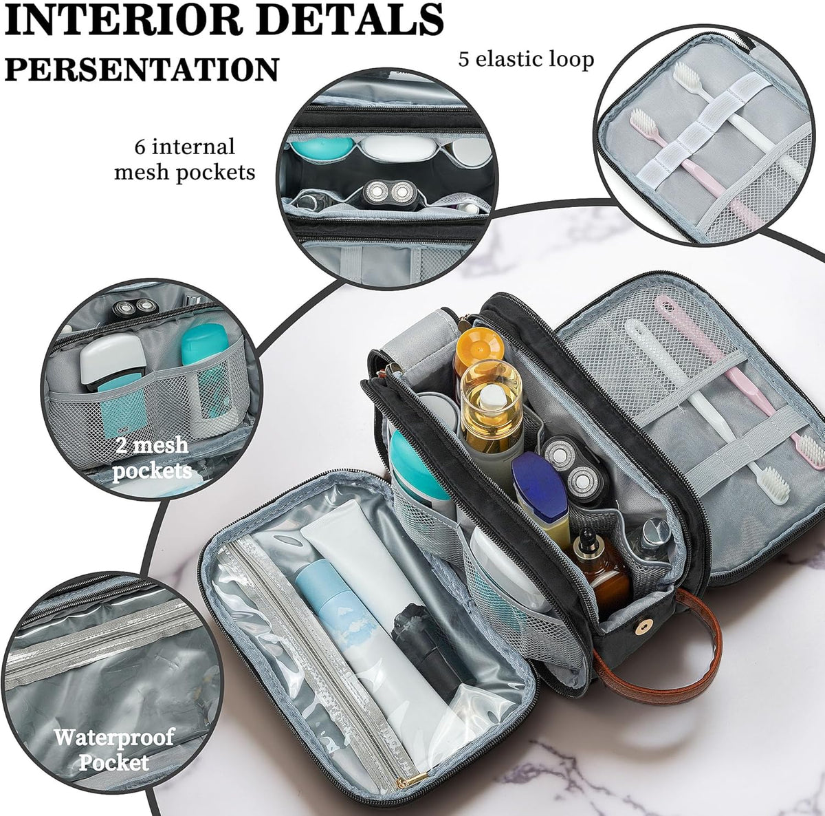 Mens Travel Toiletry Bag - Personalized Gifts Initial Travel Toiletry Bag Hanging Dopp Kit for Men Water Resistant, Shaving Kit for Men Portable Organizer for Accessories Toiletries E Black