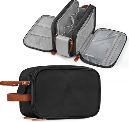Mens Travel Toiletry Bag - Personalized Gifts Initial Travel Toiletry Bag Hanging Dopp Kit for Men Water Resistant, Shaving Kit for Men Portable Organizer for Accessories Toiletries E Black