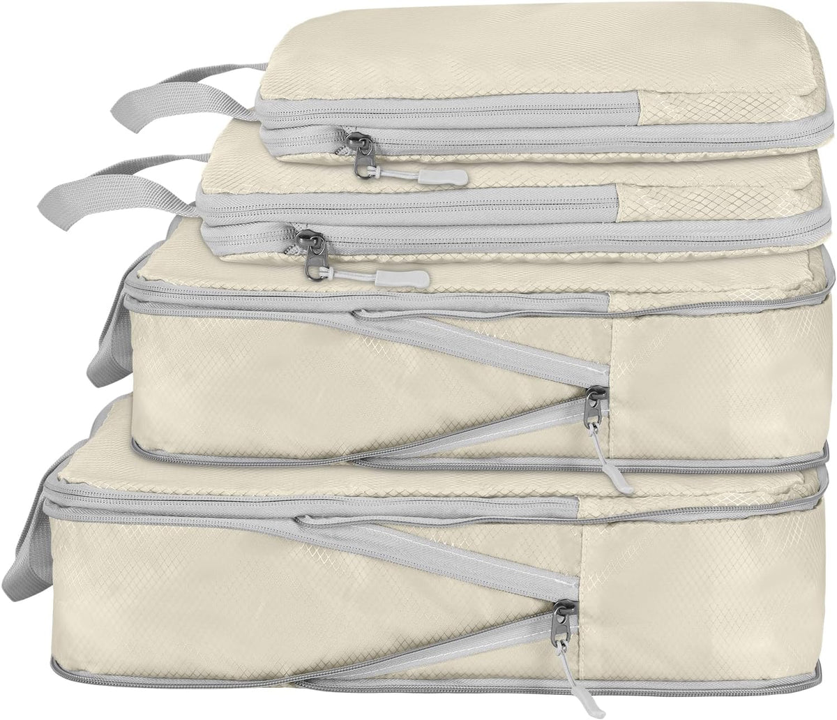 Compression Packing Cubes, Ultralight Packing Cubes for Carry on Suitcase, Travel Packing Essentials for Suitcase Organizer Bags Set, Durable Travel cubes for Luggage (Gray, Set of 4)