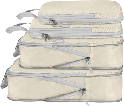 Compression Packing Cubes, Ultralight Packing Cubes for Carry on Suitcase, Travel Packing Essentials for Suitcase Organizer Bags Set, Durable Travel cubes for Luggage (Gray, Set of 4)