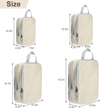 Compression Packing Cubes, Ultralight Packing Cubes for Carry on Suitcase, Travel Packing Essentials for Suitcase Organizer Bags Set, Durable Travel cubes for Luggage (Gray, Set of 4)