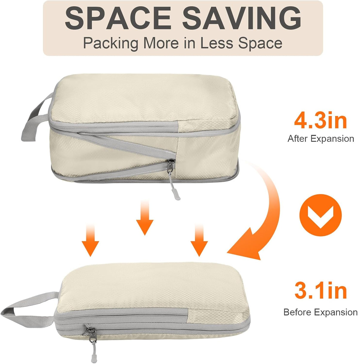 Compression Packing Cubes, Ultralight Packing Cubes for Carry on Suitcase, Travel Packing Essentials for Suitcase Organizer Bags Set, Durable Travel cubes for Luggage (Gray, Set of 4)