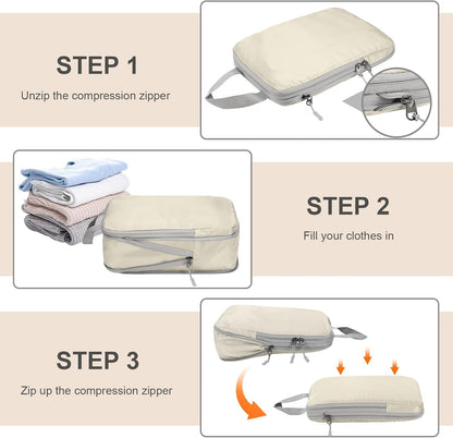 Compression Packing Cubes, Ultralight Packing Cubes for Carry on Suitcase, Travel Packing Essentials for Suitcase Organizer Bags Set, Durable Travel cubes for Luggage (Gray, Set of 4)