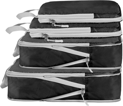 Compression Packing Cubes, Ultralight Packing Cubes for Carry on Suitcase, Travel Packing Essentials for Suitcase Organizer Bags Set, Durable Travel cubes for Luggage (Gray, Set of 4)