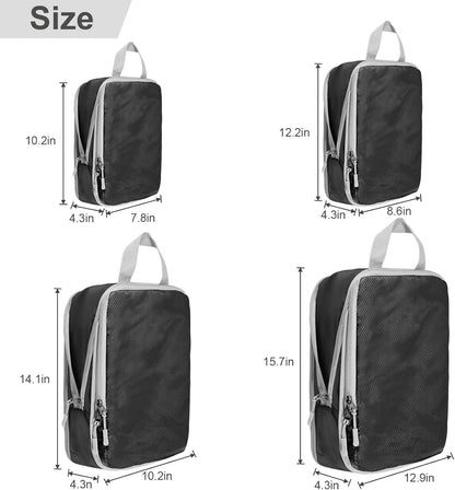 Compression Packing Cubes, Ultralight Packing Cubes for Carry on Suitcase, Travel Packing Essentials for Suitcase Organizer Bags Set, Durable Travel cubes for Luggage (Gray, Set of 4)