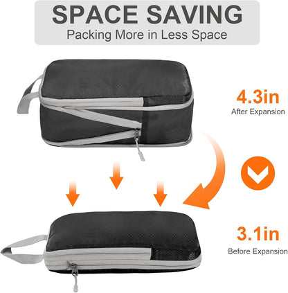 Compression Packing Cubes, Ultralight Packing Cubes for Carry on Suitcase, Travel Packing Essentials for Suitcase Organizer Bags Set, Durable Travel cubes for Luggage (Gray, Set of 4)