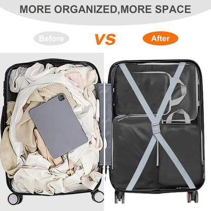 Compression Packing Cubes, Ultralight Packing Cubes for Carry on Suitcase, Travel Packing Essentials for Suitcase Organizer Bags Set, Durable Travel cubes for Luggage (Gray, Set of 4)